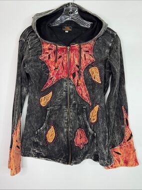 Rising International Boho Full Zip Hooded Sweatshirt Medium
